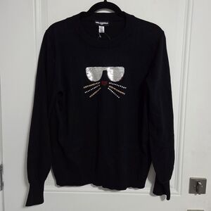NWT - Karl Lagerfeld Paris Women's Sparkly Kitty Sweater - Size M